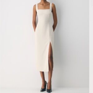 Aritzia Babaton Matte Pearl Square-Neck Maxi Dress Slit Satin Midi Dress 0293